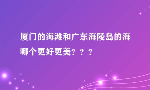 厦门的海滩和广东海陵岛的海哪个更好更美？？？