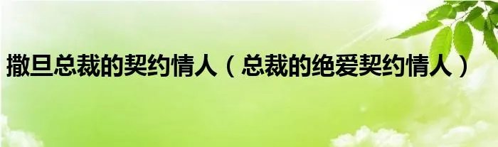 撒旦总裁的契约情人（总裁的绝爱契约情人）