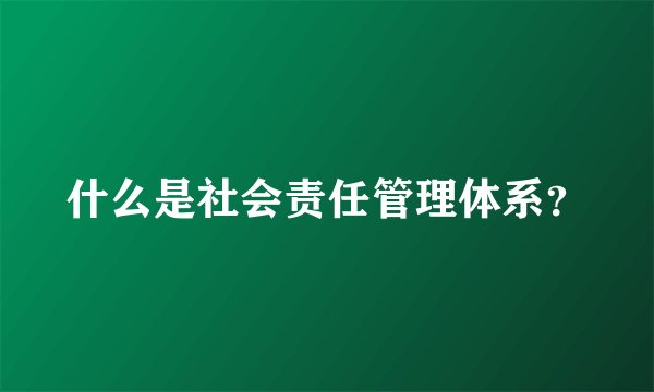什么是社会责任管理体系？