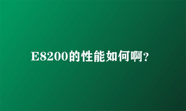E8200的性能如何啊?