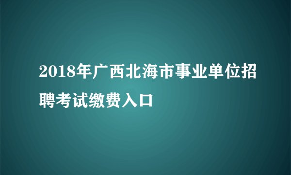 2018年广西北海市事业单位招聘考试缴费入口