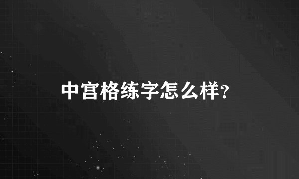 中宫格练字怎么样？
