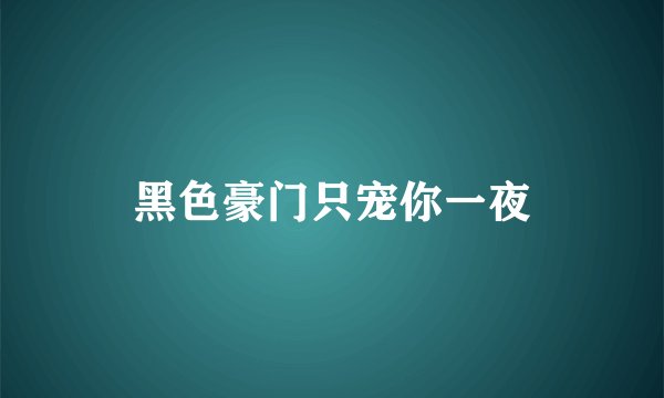 黑色豪门只宠你一夜
