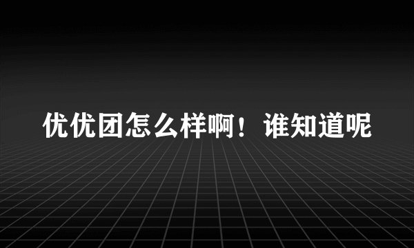 优优团怎么样啊！谁知道呢