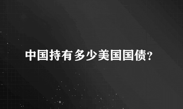 中国持有多少美国国债？