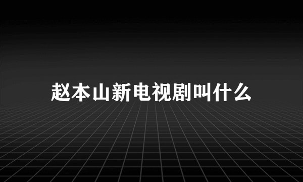 赵本山新电视剧叫什么
