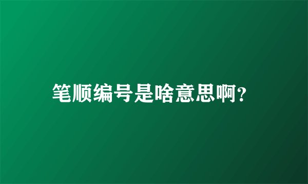 笔顺编号是啥意思啊？