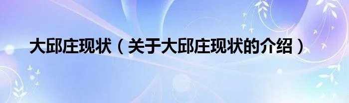 大邱庄现状（关于大邱庄现状的介绍）