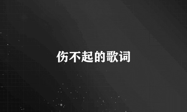 伤不起的歌词