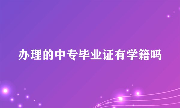 办理的中专毕业证有学籍吗
