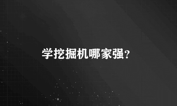 学挖掘机哪家强？