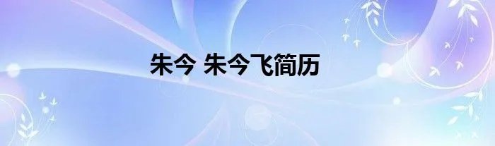 朱今 朱今飞简历