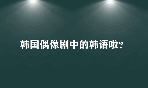 韩国偶像剧中的韩语啦？