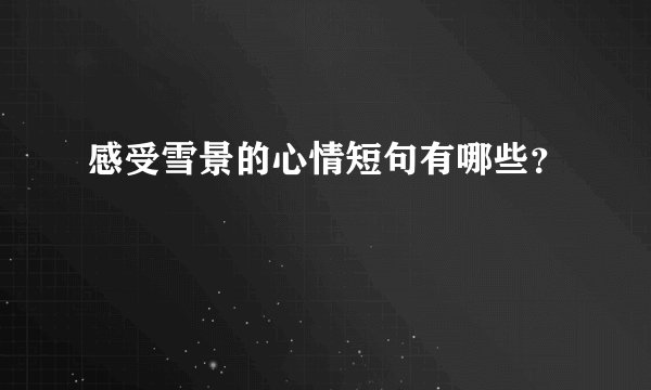 感受雪景的心情短句有哪些？