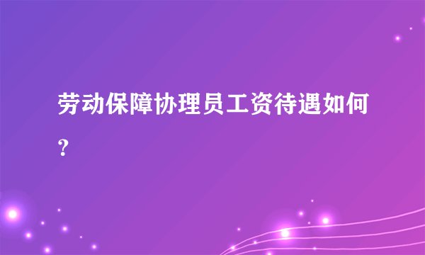劳动保障协理员工资待遇如何？