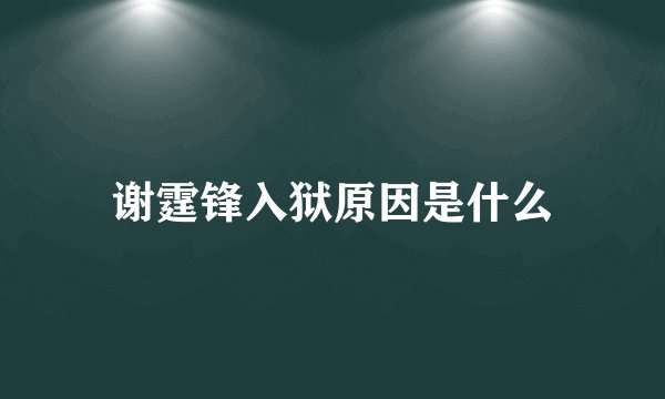 谢霆锋入狱原因是什么