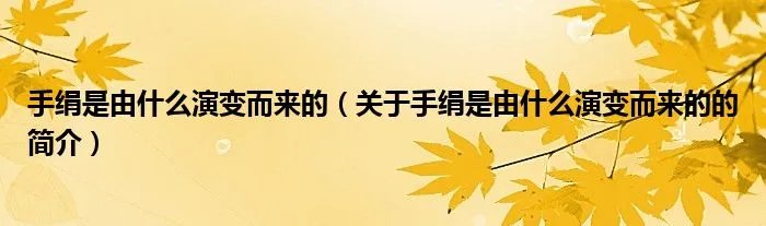 手绢是由什么演变而来的（关于手绢是由什么演变而来的的简介）