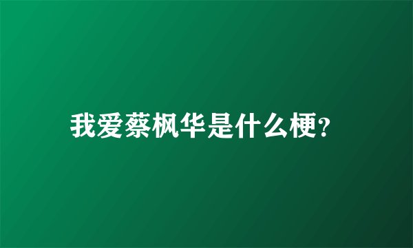 我爱蔡枫华是什么梗？