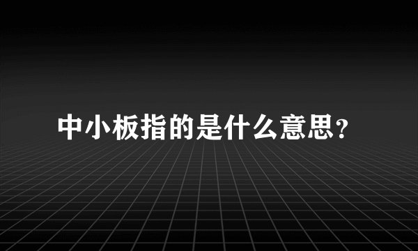 中小板指的是什么意思？