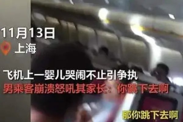 “你跳下去啊”男子抱怨婴儿飞机上哭闹被其母亲回怼，男乘客抱怨有错吗？