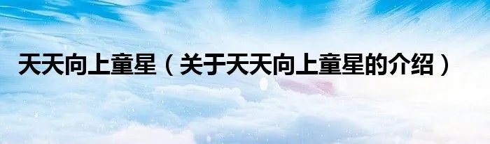 天天向上童星（关于天天向上童星的介绍）