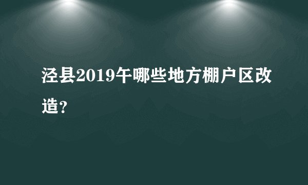 泾县2019午哪些地方棚户区改造？