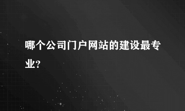 哪个公司门户网站的建设最专业?