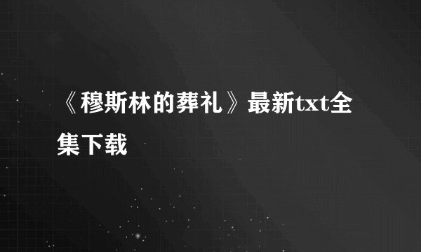 《穆斯林的葬礼》最新txt全集下载
