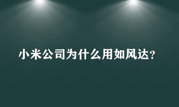 小米公司为什么用如风达？