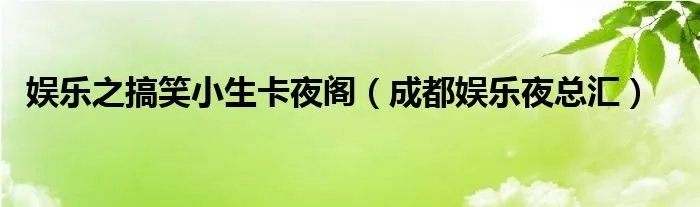 娱乐之搞笑小生卡夜阁（成都娱乐夜总汇）