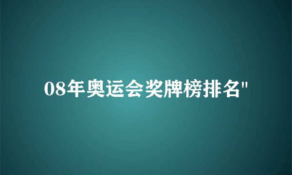 08年奥运会奖牌榜排名