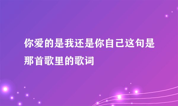 你爱的是我还是你自己这句是那首歌里的歌词