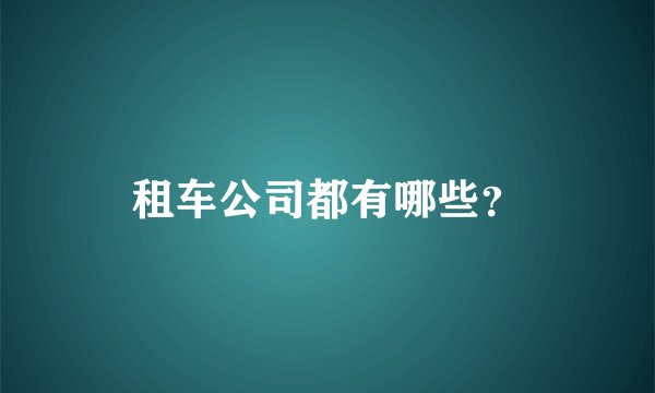 租车公司都有哪些?