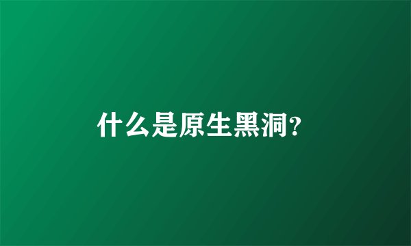什么是原生黑洞？