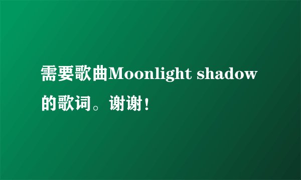 需要歌曲Moonlight shadow的歌词。谢谢！