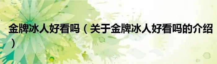 金牌冰人好看吗(关于金牌冰人好看吗的介绍)