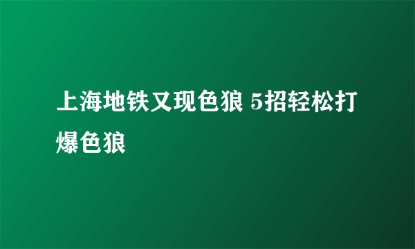 上海地铁又现色狼 5招轻松打爆色狼