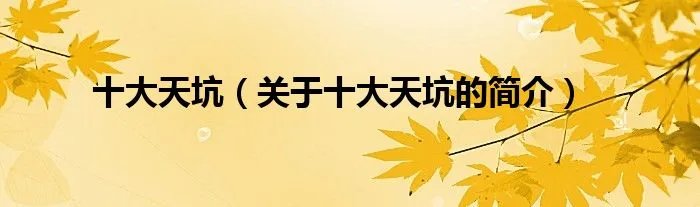 十大天坑（关于十大天坑的简介）