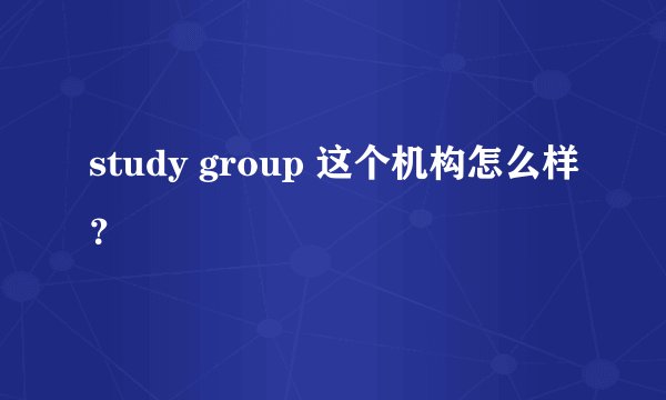 study group 这个机构怎么样？