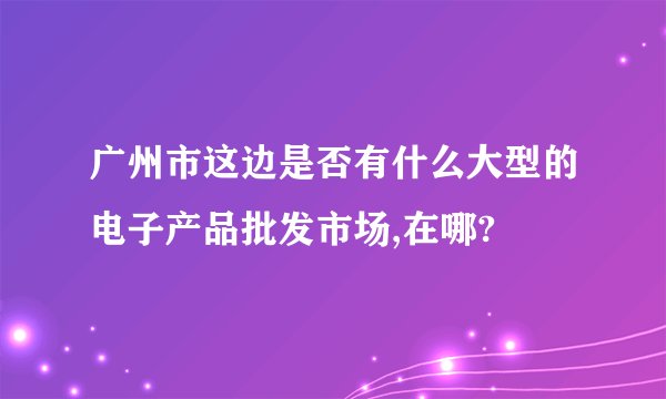 广州市这边是否有什么大型的电子产品批发市场,在哪?