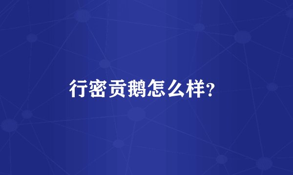 行密贡鹅怎么样？