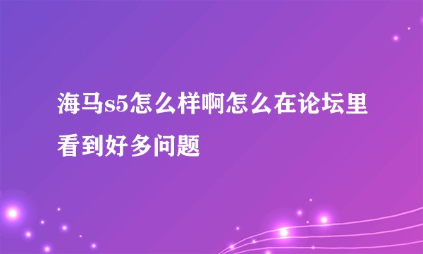 海马s5怎么样啊怎么在论坛里看到好多问题