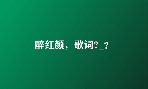 醉红颜，歌词?_？