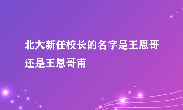 北大新任校长的名字是王恩哥还是王恩哥甫