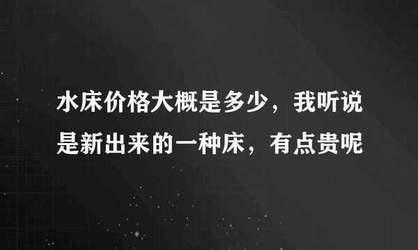 水床价格大概是多少，我听说是新出来的一种床，有点贵呢