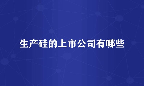 生产硅的上市公司有哪些