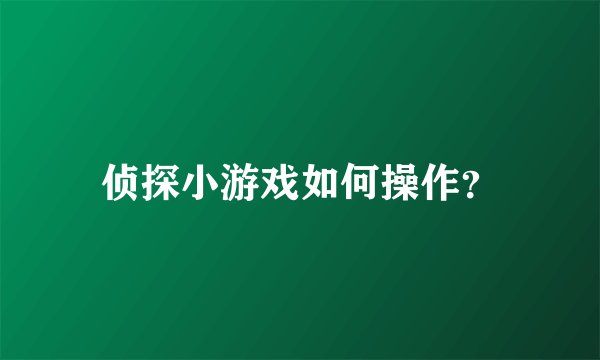 侦探小游戏如何操作？