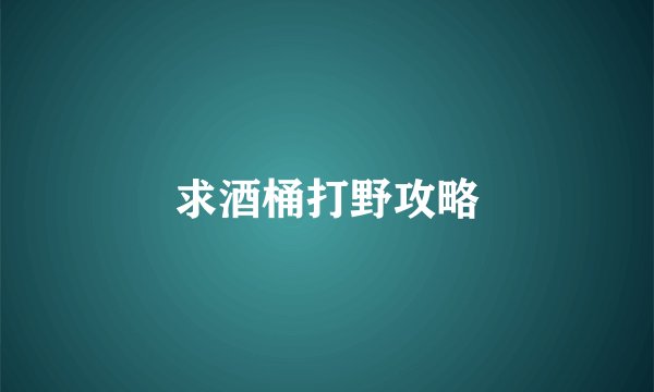 求酒桶打野攻略