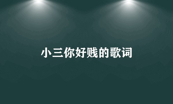 小三你好贱的歌词