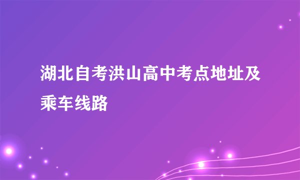 湖北自考洪山高中考点地址及乘车线路